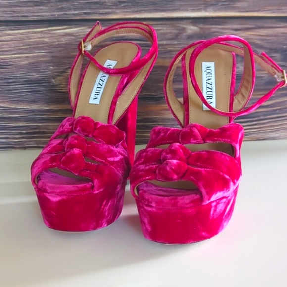 Aquazzura Mira Plateau 140mm Platform Pink Sandals - Picture 5 of 12